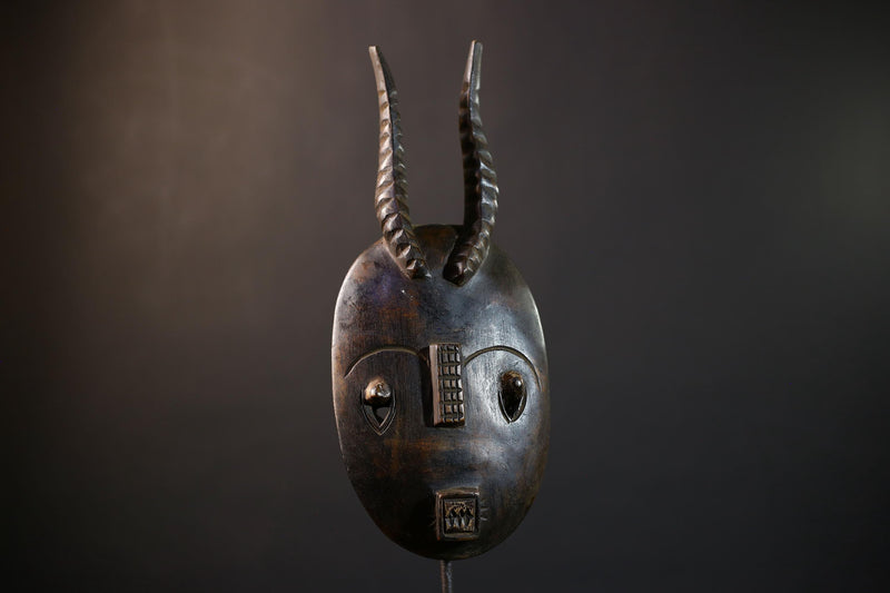 African Wood Mask | Hand Carved Baule | Unique Tribal Wall Decor | Accent Piece | Authentic Art | Ethnic Home Decor-  G5233