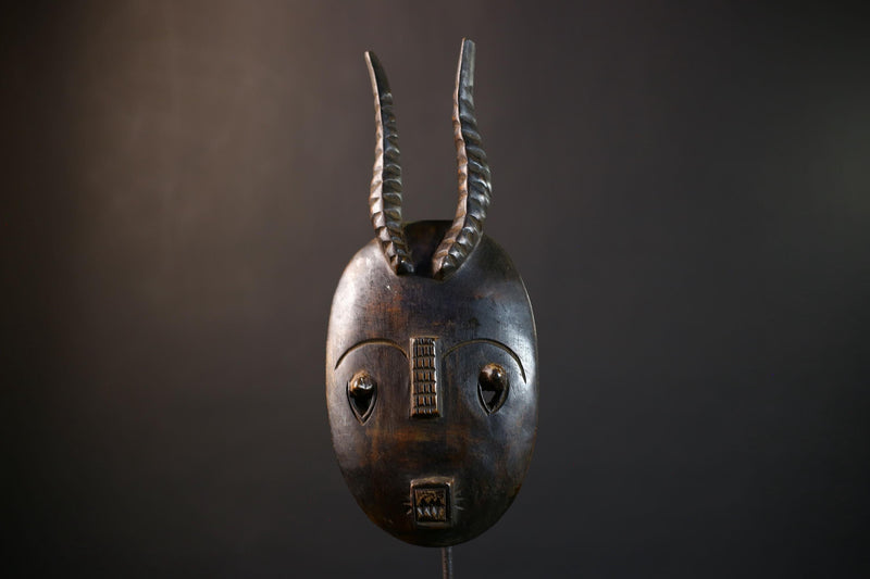 African Wood Mask | Hand Carved Baule | Unique Tribal Wall Decor | Accent Piece | Authentic Art | Ethnic Home Decor-  G5233