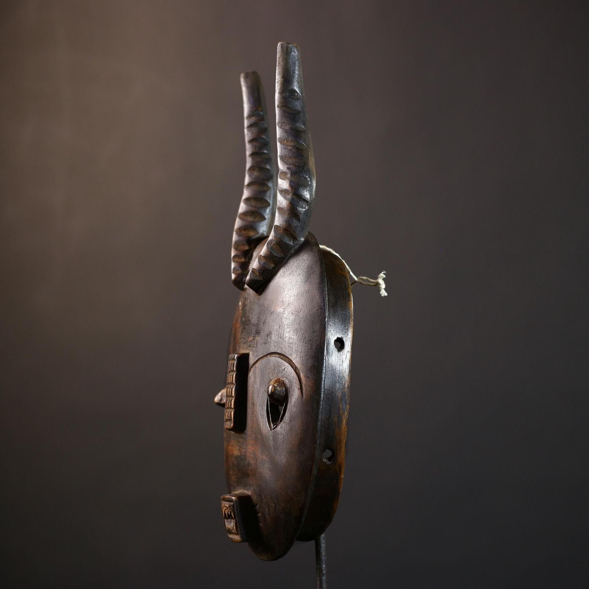 African Wood Mask | Hand Carved Baule | Unique Tribal Wall Decor | Accent Piece | Authentic Art | Ethnic Home Decor-  G5233