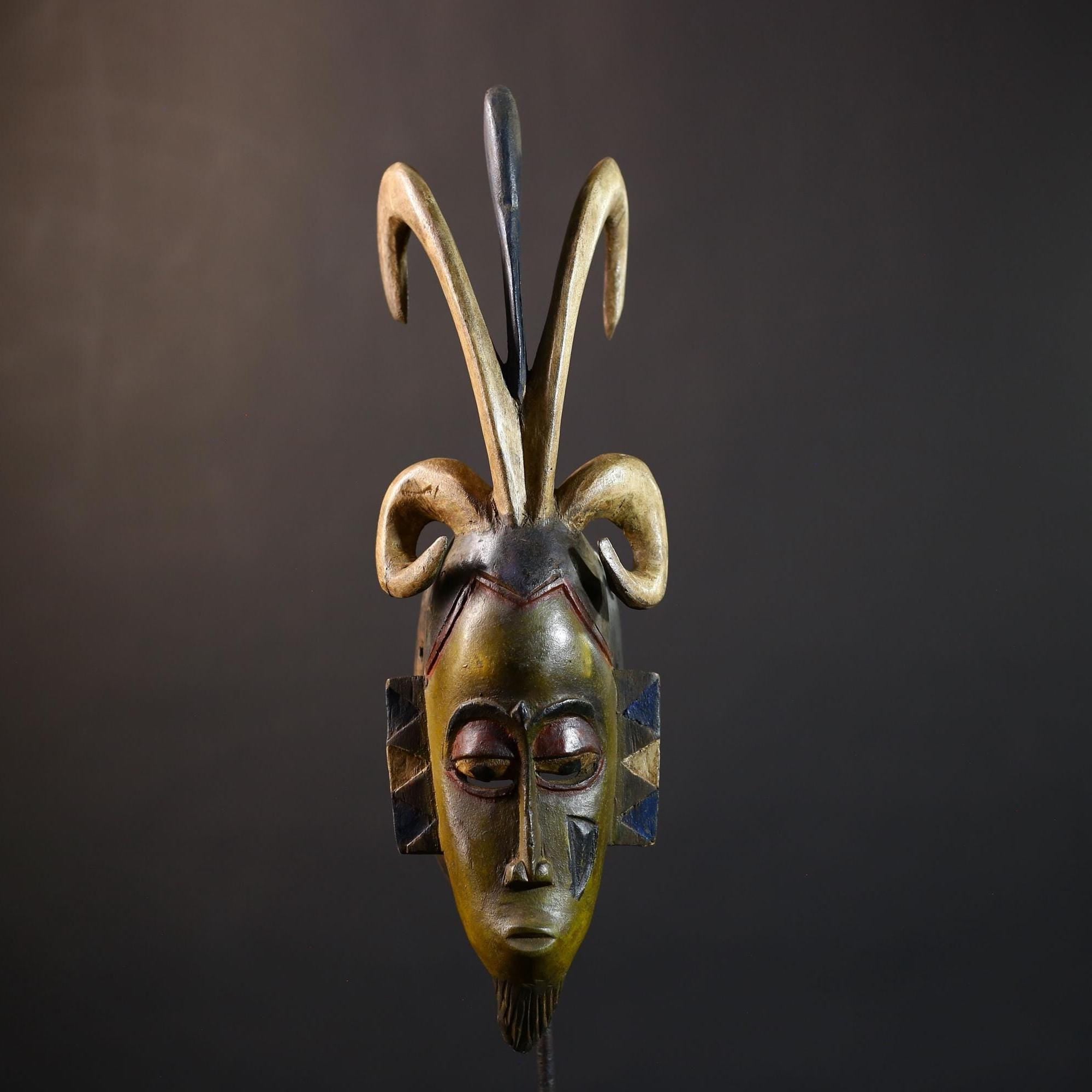 African Guro Mask | Authentic Handcrafted | Wooden Tribal Wall Art | Unique Decor Accent | Ethnic Design | Artistic Heritage-G5232
