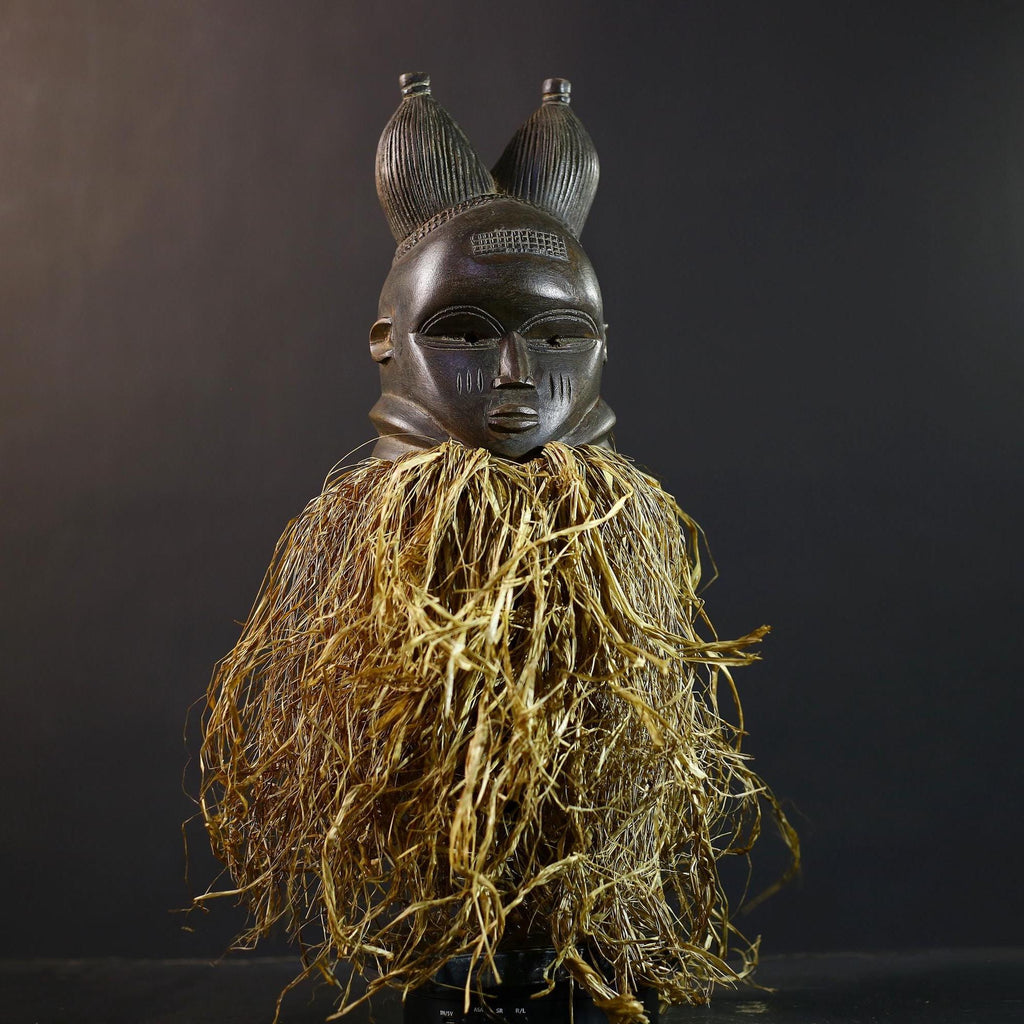 African Mende Mask | Colorful Tribal Decor | Unique Home Accent | Ethnic Art | Vibrant Wall Sculpture | Artisan Craft-G5230