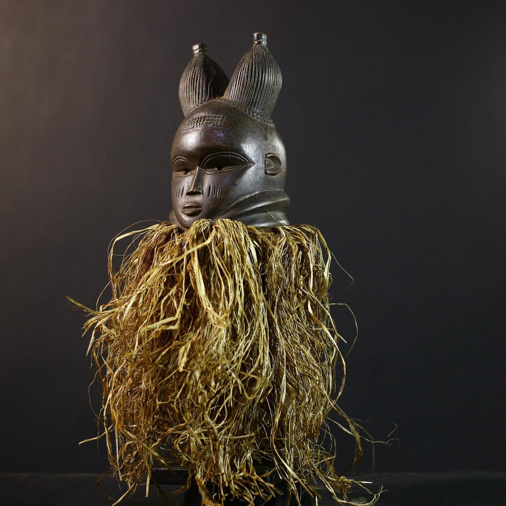 African Mende Mask | Colorful Tribal Decor | Unique Home Accent | Ethnic Art | Vibrant Wall Sculpture | Artisan Craft-G5230