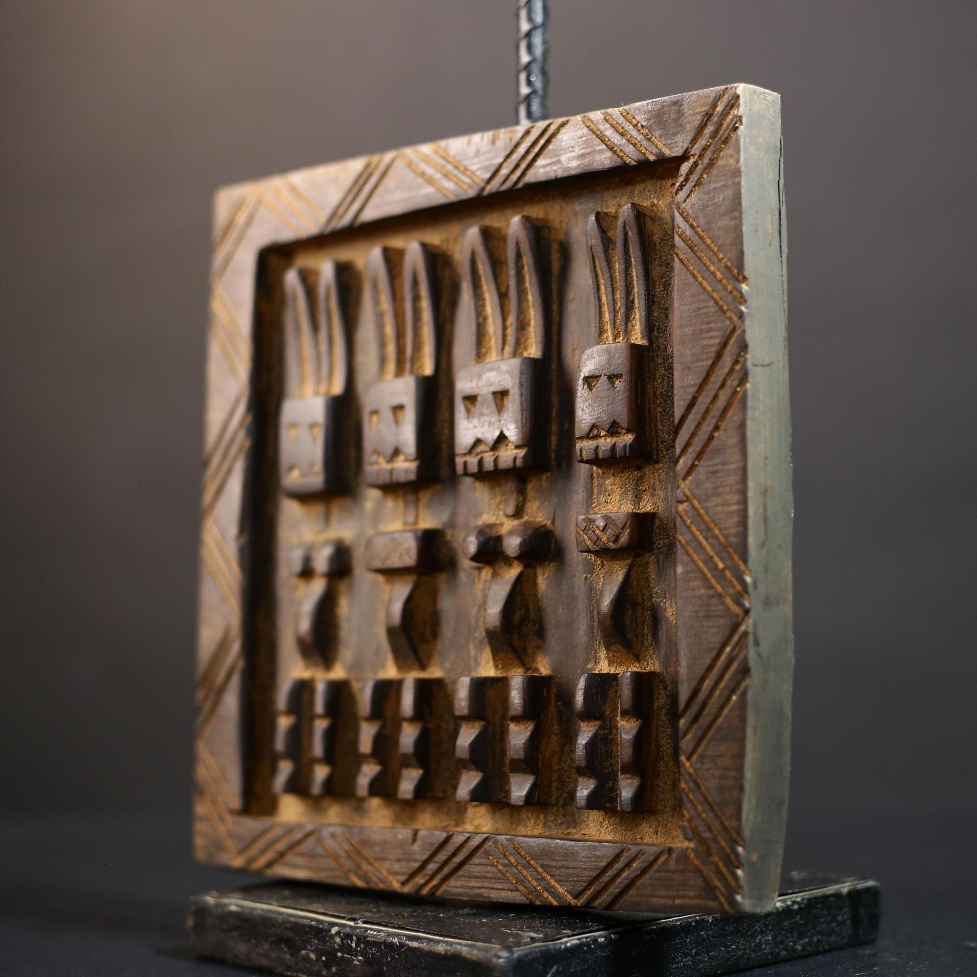 African Granary Door | Unique Vintage Carved Wood | Wall Art | Rustic Home Decor | Handcrafted Accent | Cultural Heritage-G5229