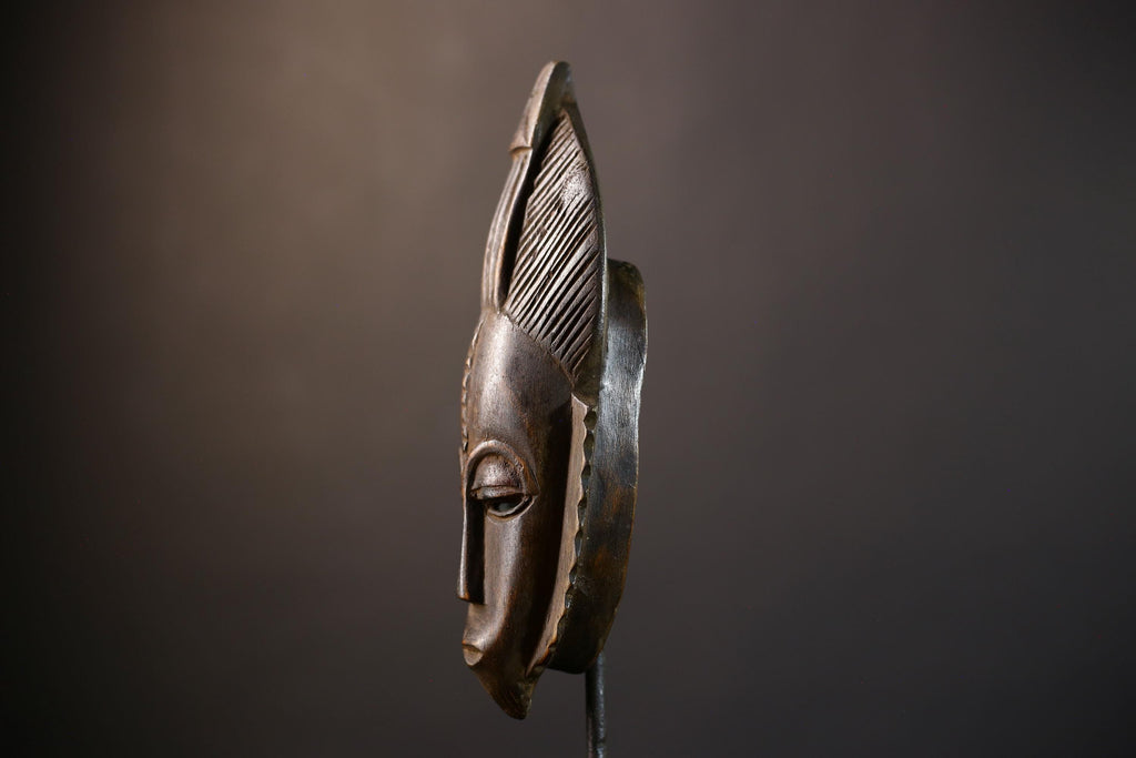 African Baule Mask | Hand Carved | Brown Tribal Wall Art | Home Accent Decor | Unique Gift Idea | Ethnic Decor-G5236