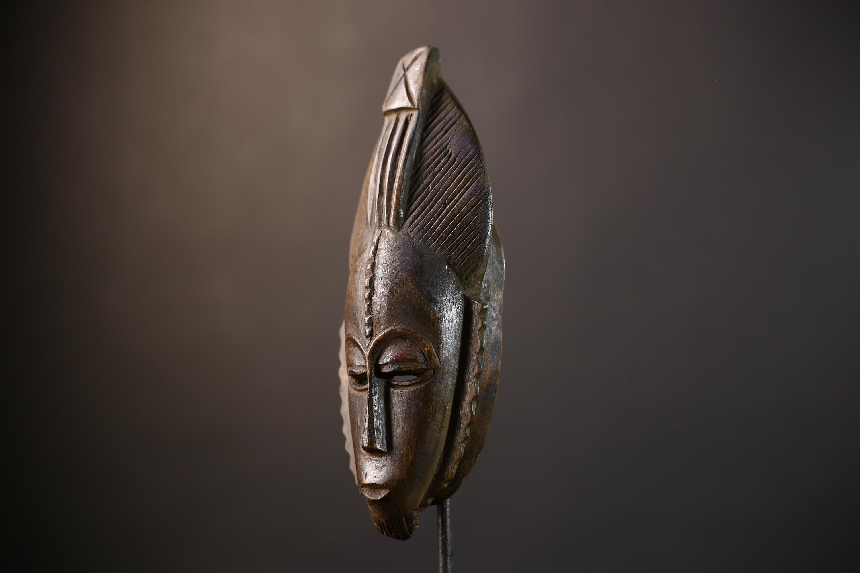 African Baule Mask | Hand Carved | Brown Tribal Wall Art | Home Accent Decor | Unique Gift Idea | Ethnic Decor-G5236