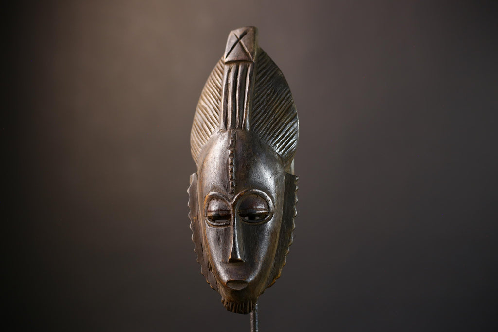 African Baule Mask | Hand Carved | Brown Tribal Wall Art | Home Accent Decor | Unique Gift Idea | Ethnic Decor-G5236