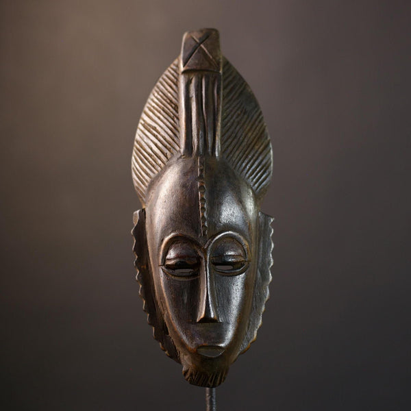 African Baule Mask | Hand Carved | Brown Tribal Wall Art | Home Accent Decor | Unique Gift Idea | Ethnic Decor-G5236