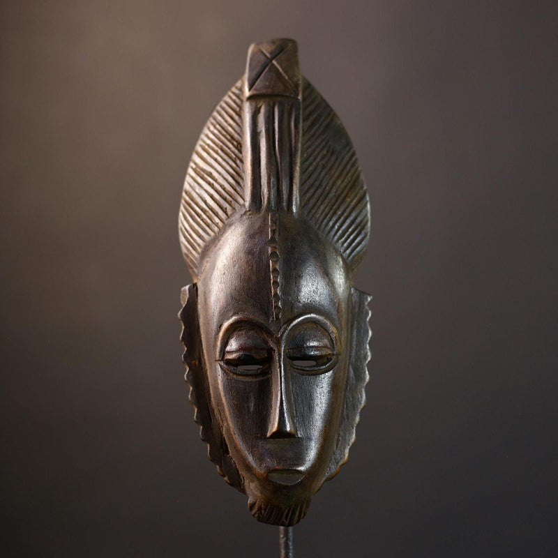 African Baule Mask | Hand Carved | Brown Tribal Wall Art | Home Accent Decor | Unique Gift Idea | Ethnic Decor-G5236
