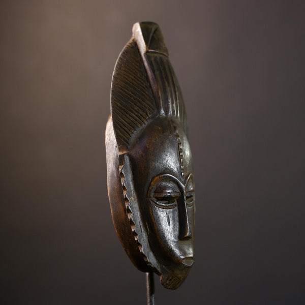 African Baule Mask | Hand Carved | Brown Tribal Wall Art | Home Accent Decor | Unique Gift Idea | Ethnic Decor-G5236