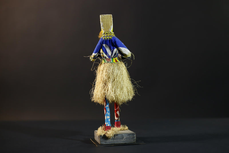 African Dan Doll Figurine | Vintage Hand Carved Wood Art | Tribal Stilt Dancer Sculpture | Ethnic Folk Decor | African Cultural Gift-G5246