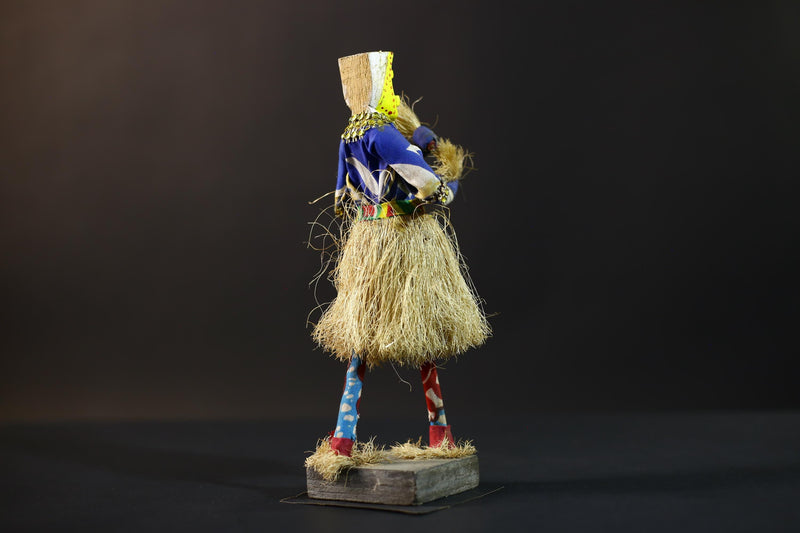 African Dan Doll Figurine | Vintage Hand Carved Wood Art | Tribal Stilt Dancer Sculpture | Ethnic Folk Decor | African Cultural Gift-G5246