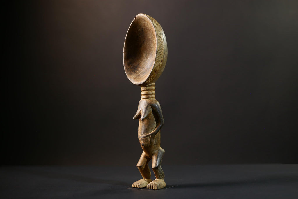 African Spoon Figurine | Dan Wakemia Spoon | Handcarved Wooden Art | Tribal Collectible | African Wall Decor | Cultural Sculpture-G5245