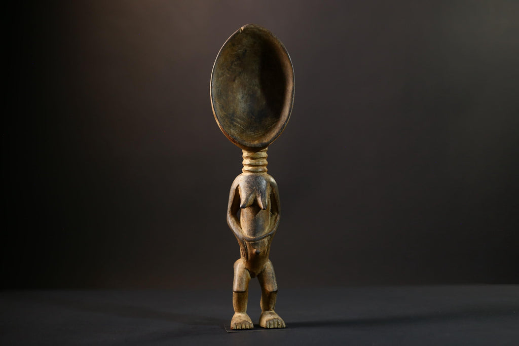 African Spoon Figurine | Dan Wakemia Spoon | Handcarved Wooden Art | Tribal Collectible | African Wall Decor | Cultural Sculpture-G5245