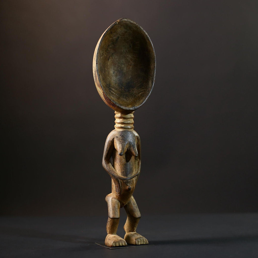 African Spoon Figurine | Dan Wakemia Spoon | Handcarved Wooden Art | Tribal Collectible | African Wall Decor | Cultural Sculpture-G5245