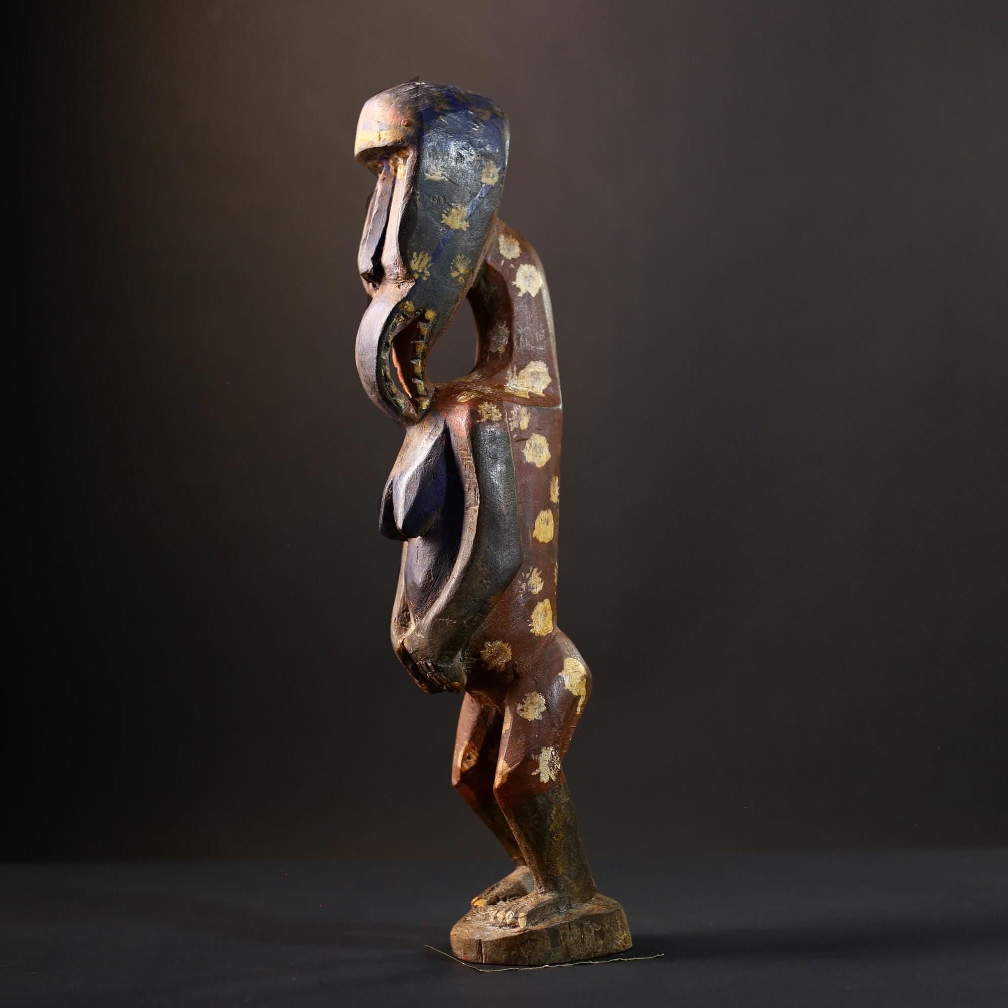 African Dan Figurine | Tribal Voodoo Statue | Handcrafted Folk Art | Vintage African Collectible | Ritual Decor Accent-G5244