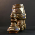 African Luba divination vessel,Tribal carved ritual container,Congo spirit figure jar,Wooden sacred storage art-G5358