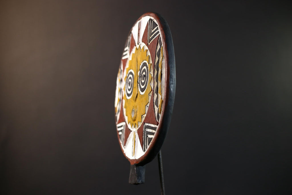 African Bwa Sunburst Mask | Handcarved Painted Wall Decor | Tribal Spirit Sculpture | African Home Art | Sun Mask Figurine-G5266