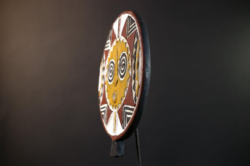 African Bwa Sunburst Mask | Handcarved Painted Wall Decor | Tribal Spirit Sculpture | African Home Art | Sun Mask Figurine-G5266