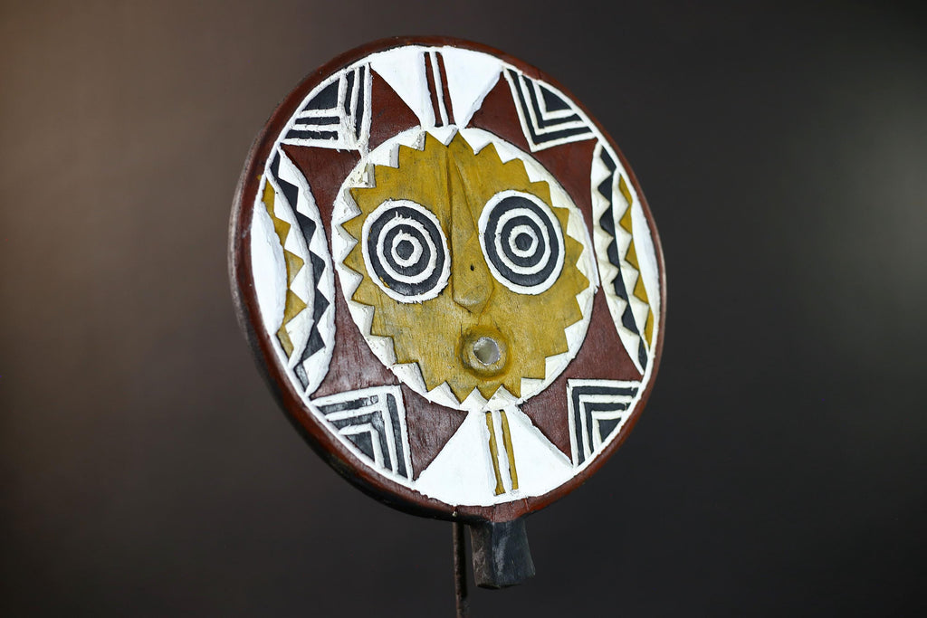 African Bwa Sunburst Mask | Handcarved Painted Wall Decor | Tribal Spirit Sculpture | African Home Art | Sun Mask Figurine-G5266