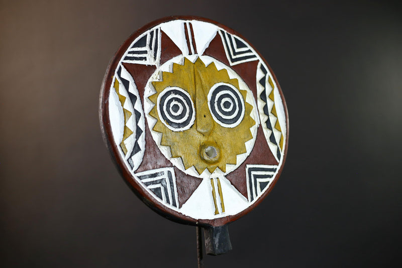 African Bwa Sunburst Mask | Handcarved Painted Wall Decor | Tribal Spirit Sculpture | African Home Art | Sun Mask Figurine-G5266