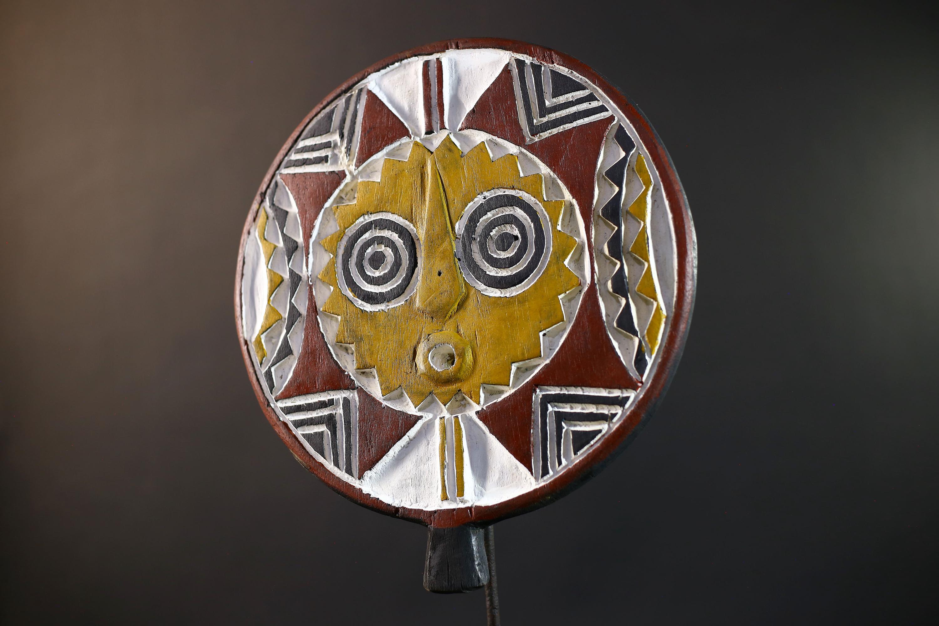African Bwa Sunburst Mask | Handcarved Painted Wall Decor | Tribal Spirit Sculpture | African Home Art | Sun Mask Figurine-G5266