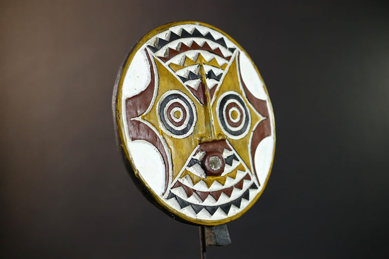 African Bwa Sun Mask | Tribal Handcarved Wall Decor | Multicolor Sun Sculpture | African Home Art | Ethnic Figurine Wall Hanging-G5265