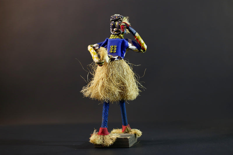 African Tribal Figurine | Beaded Mask Dancer Sculpture | Colorful Handcrafted Decor | African Spirit Art | Folk Statue Collectible-G5262