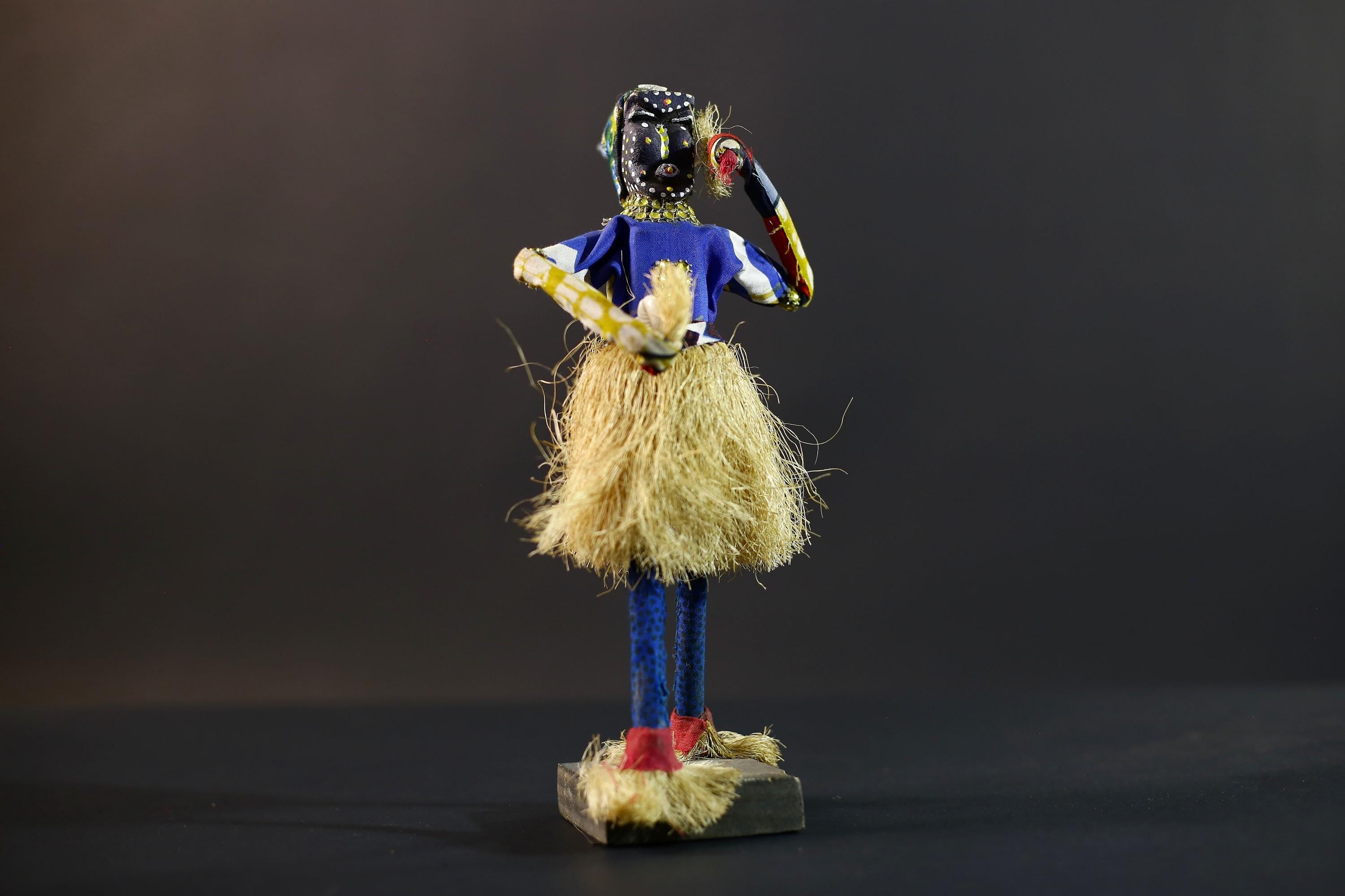 African Tribal Figurine | Beaded Mask Dancer Sculpture | Colorful Handcrafted Decor | African Spirit Art | Folk Statue Collectible-G5262