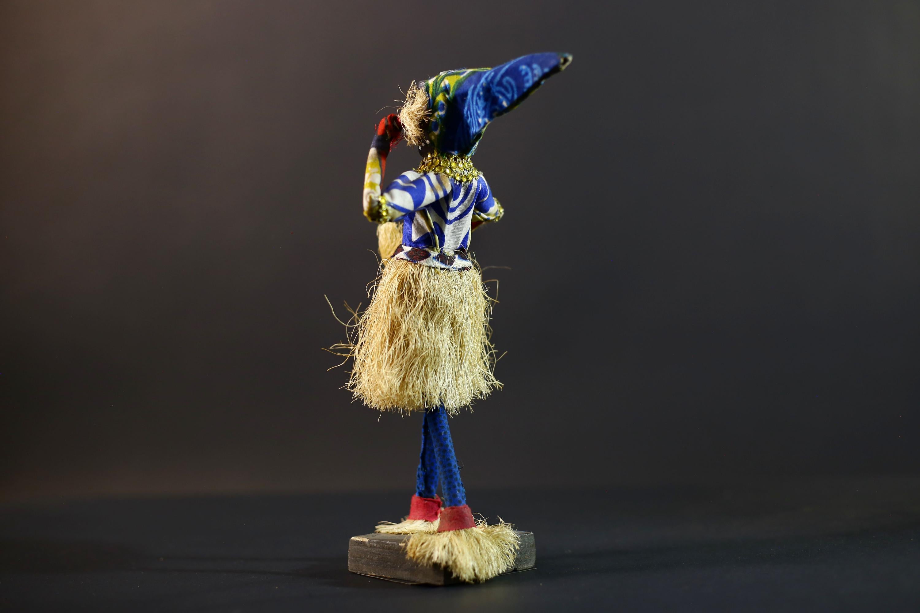 African Tribal Figurine | Beaded Mask Dancer Sculpture | Colorful Handcrafted Decor | African Spirit Art | Folk Statue Collectible-G5262