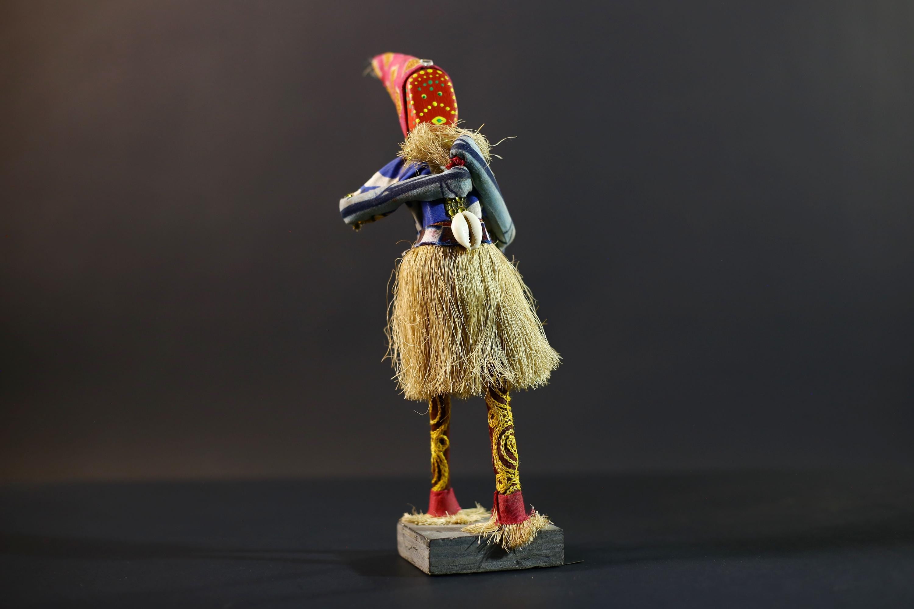 African Tribal Figurine | Ceremonial Dancer Sculpture | Colorful Handcrafted Art | African Folk Decor | Spirit Figure Collectible-G5261