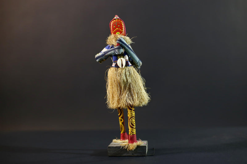 African Tribal Figurine | Ceremonial Dancer Sculpture | Colorful Handcrafted Art | African Folk Decor | Spirit Figure Collectible-G5261