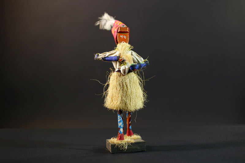 African Tribal Figurine | Ceremonial Dancer Sculpture | Colorful Handcrafted Art | African Folk Decor | Spirit Figure Collectible-G5260