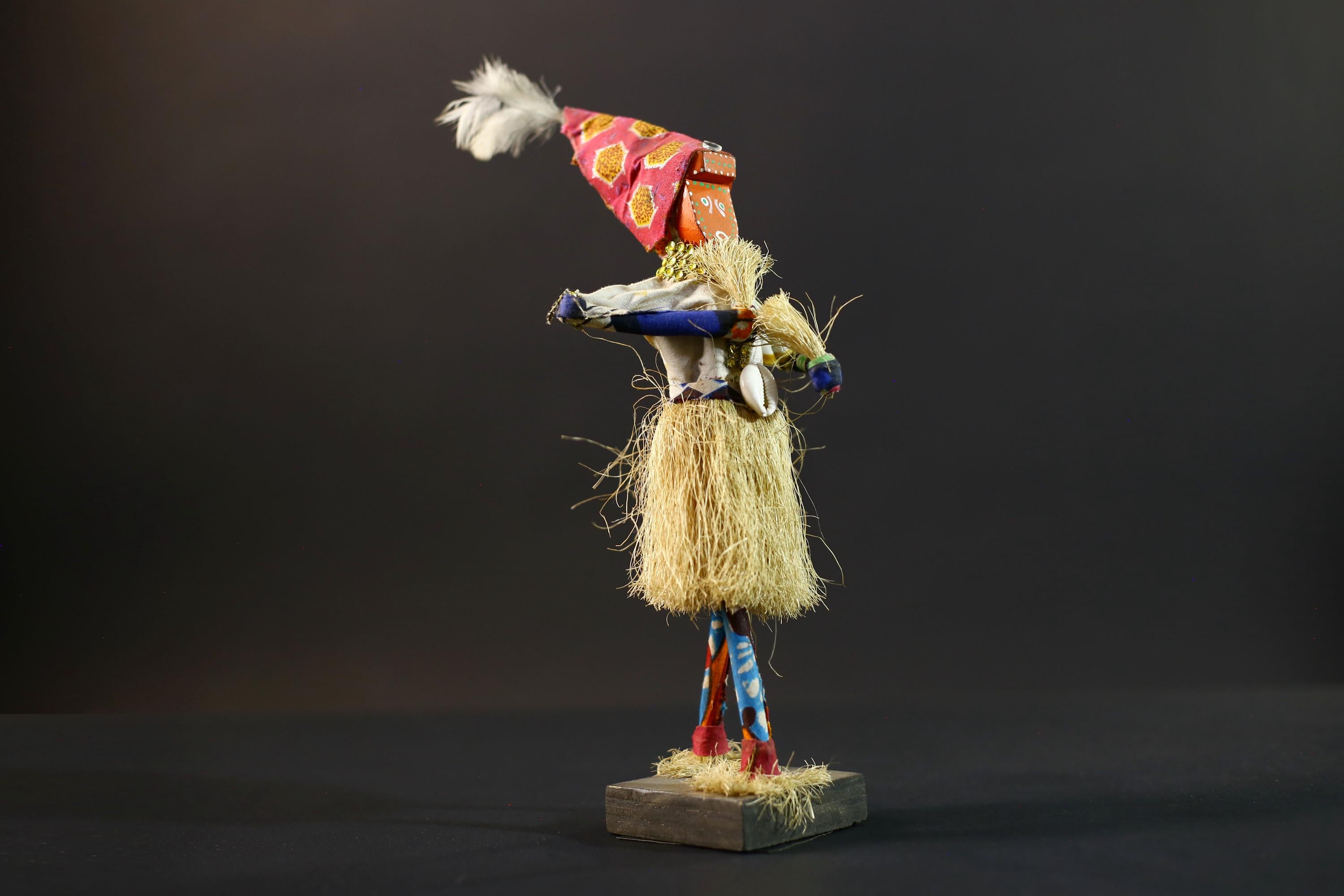 African Tribal Figurine | Ceremonial Dancer Sculpture | Colorful Handcrafted Art | African Folk Decor | Spirit Figure Collectible-G5260