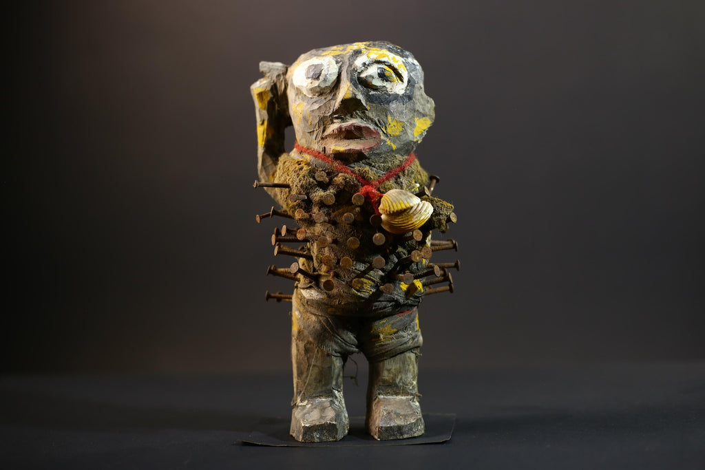 African Nkisi Nkondi Figure | Tribal Power Sculpture | Antique Nail Charm Statue | African Ritual Art | Healing Spirit Decor-G5259
