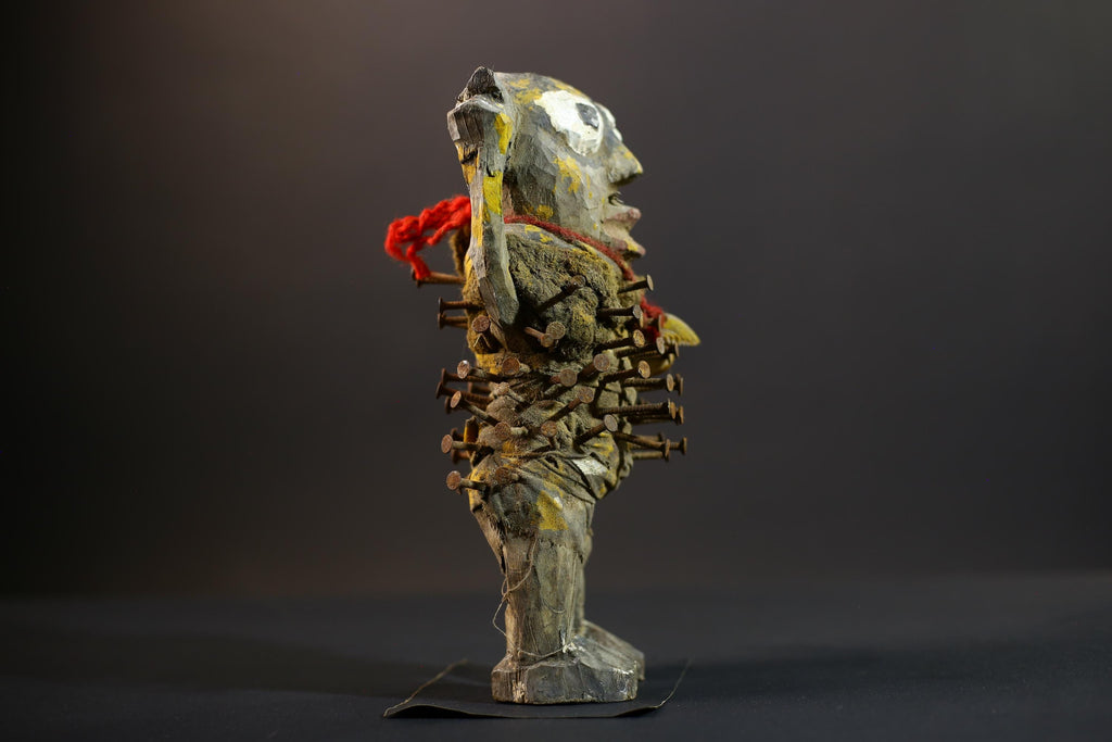 African Nkisi Nkondi Figure | Tribal Power Sculpture | Antique Nail Charm Statue | African Ritual Art | Healing Spirit Decor-G5259