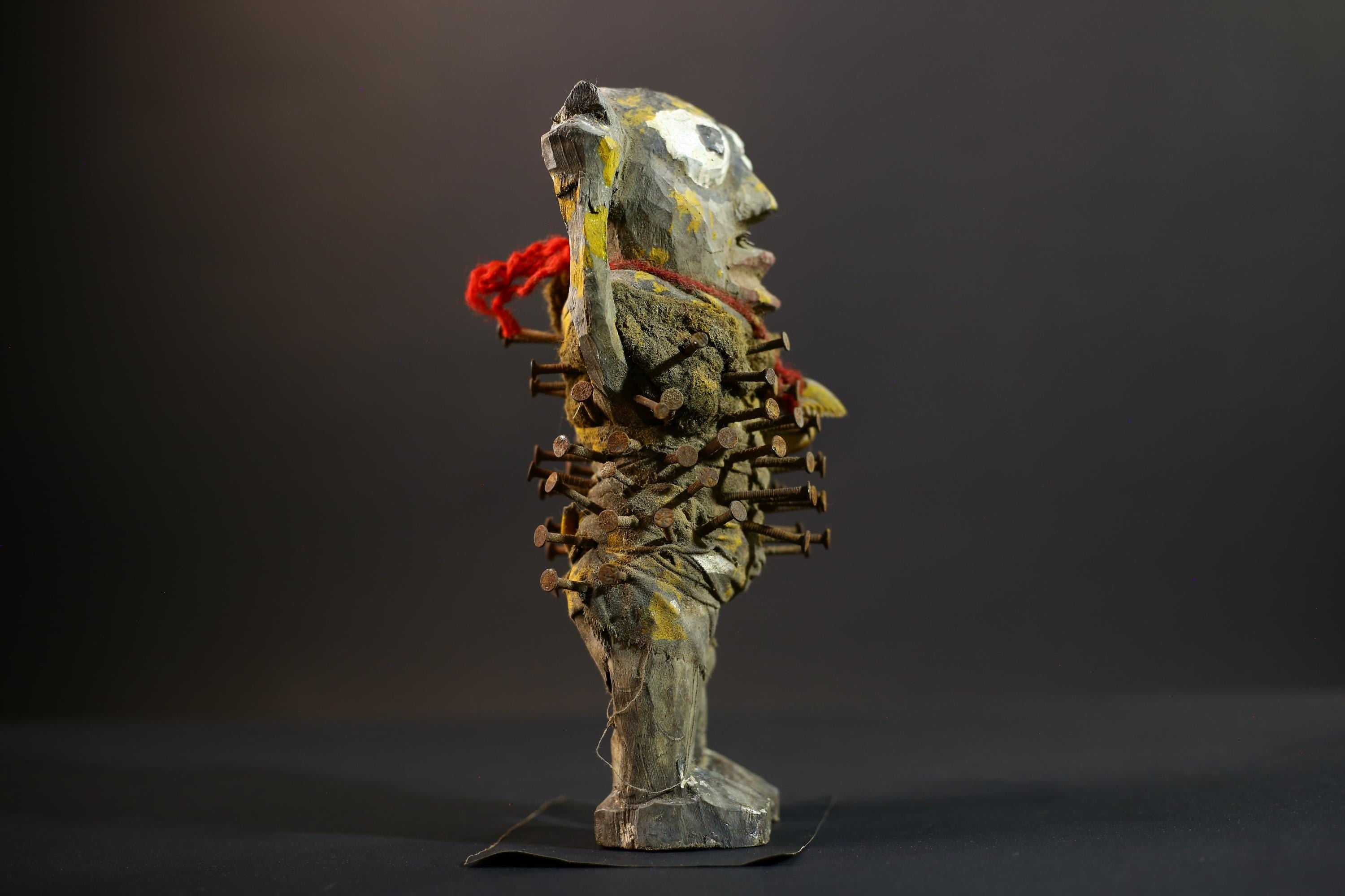 African Nkisi Nkondi Figure | Tribal Power Sculpture | Antique Nail Charm Statue | African Ritual Art | Healing Spirit Decor-G5259
