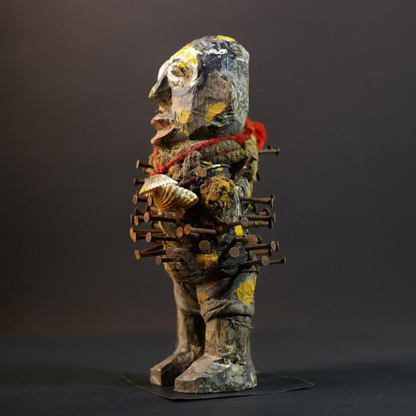 African Nkisi Nkondi Figure | Tribal Power Sculpture | Antique Nail Charm Statue | African Ritual Art | Healing Spirit Decor-G5259