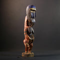 African Baule Maternity Sculpture | Hand-Carved Wood Figurine | Multicolor Tribal Decor-G5273
