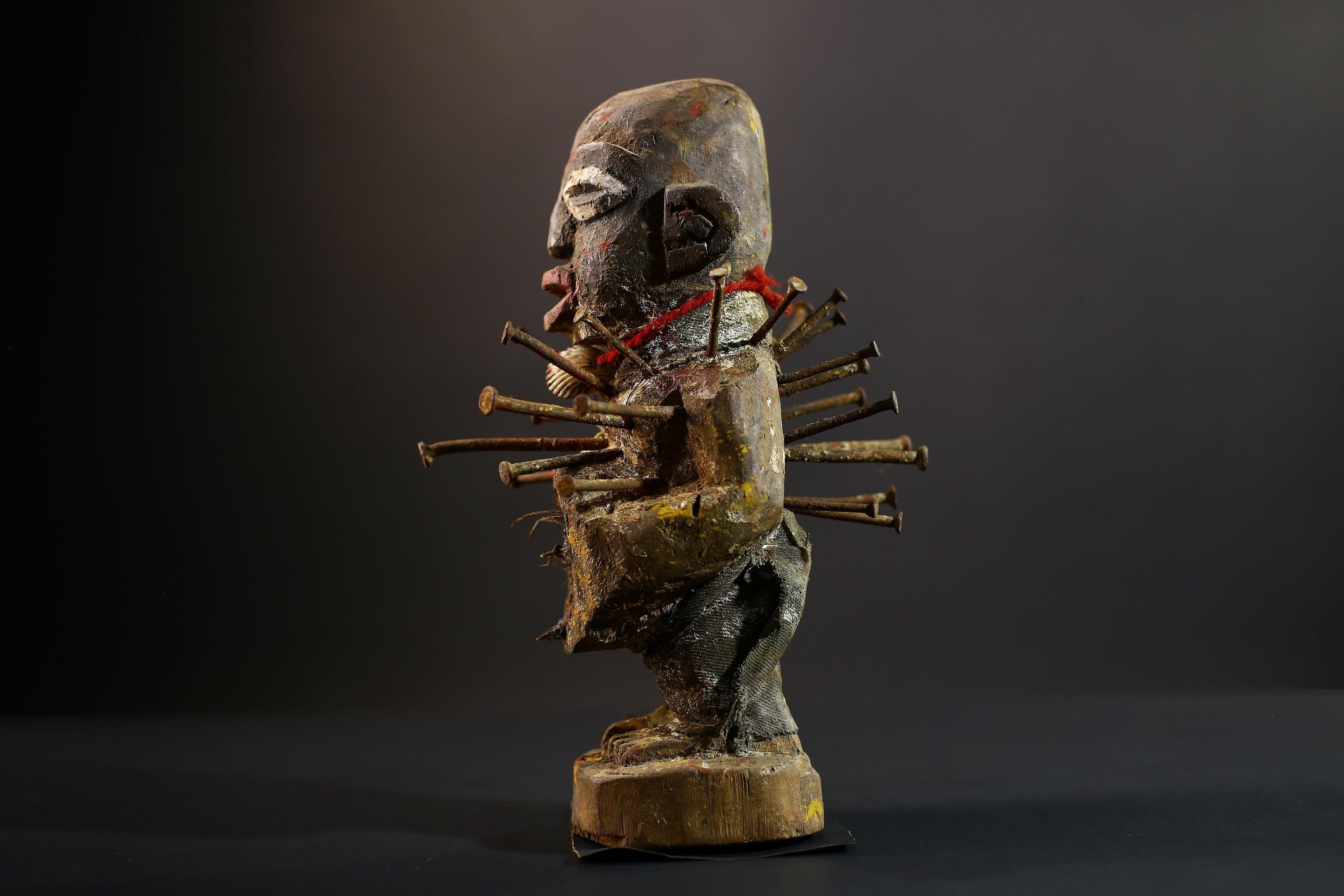 Nkisi Nkondi Power Figure | Kongo Nail Fetish Sculpture | African Voodoo Tribal Art-G5286