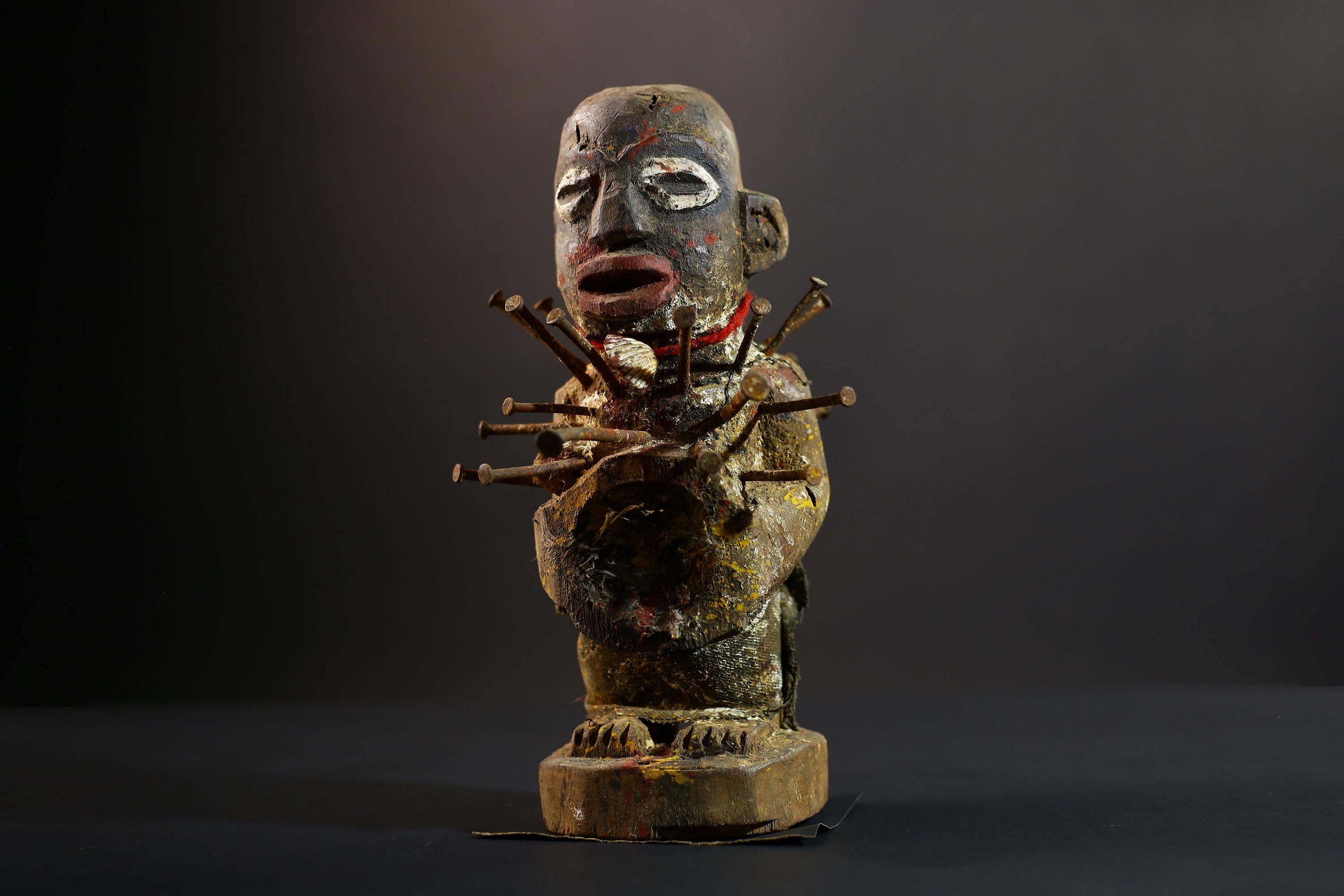 Nkisi Nkondi Power Figure | Kongo Nail Fetish Sculpture | African Voodoo Tribal Art-G5286