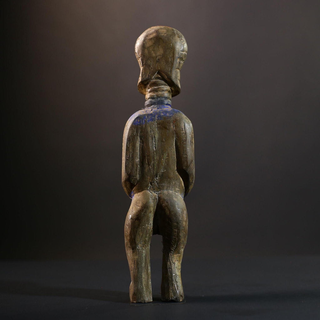 Songye Nkisi Power Figure | Congo Polychrome Wood Sculpture | Tribal Blue Ancestral Art-G5285