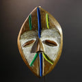 Lega Tribal Mask with Color Accents | Hand Carved African Face Mask | Ethical Wall Art from Congo | Bwami Society Ritual Sculpture-G5297
