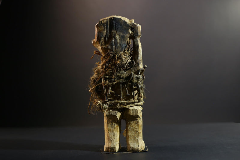 Kongo Nkisi Nkondi Power Figure | African Spirit Statue with Rope & Nails | Ritual Protection Sculpture | Central African Fetish Art-G5291