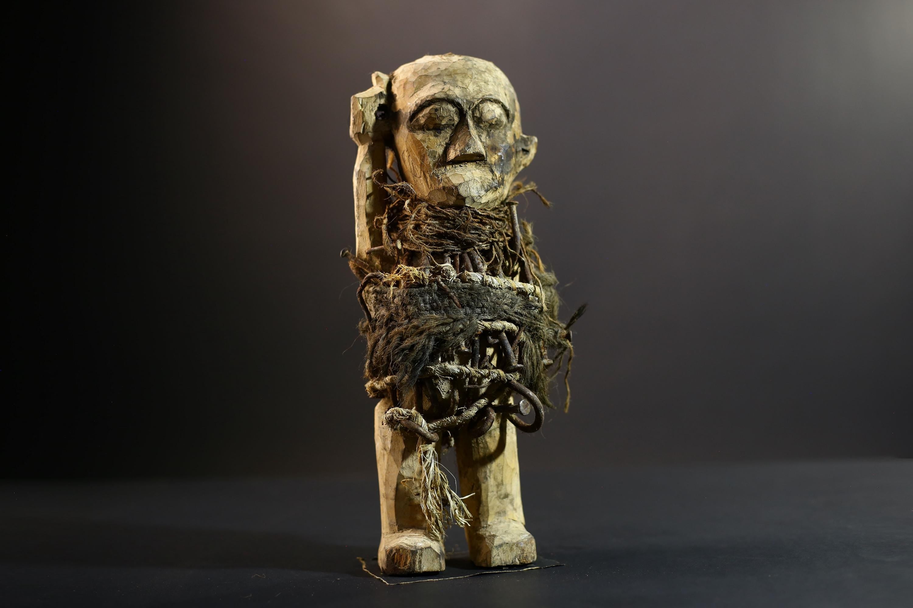 Kongo Nkisi Nkondi Power Figure | African Spirit Statue with Rope & Nails | Ritual Protection Sculpture | Central African Fetish Art-G5291