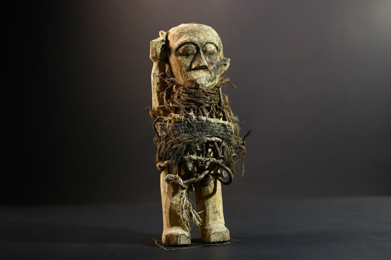 Kongo Nkisi Nkondi Power Figure | African Spirit Statue with Rope & Nails | Ritual Protection Sculpture | Central African Fetish Art-G5291