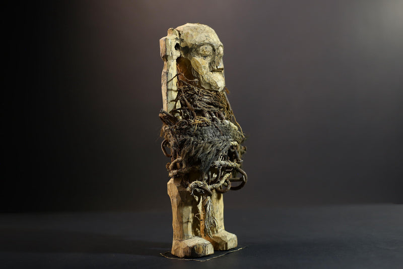 Kongo Nkisi Nkondi Power Figure | African Spirit Statue with Rope & Nails | Ritual Protection Sculpture | Central African Fetish Art-G5291