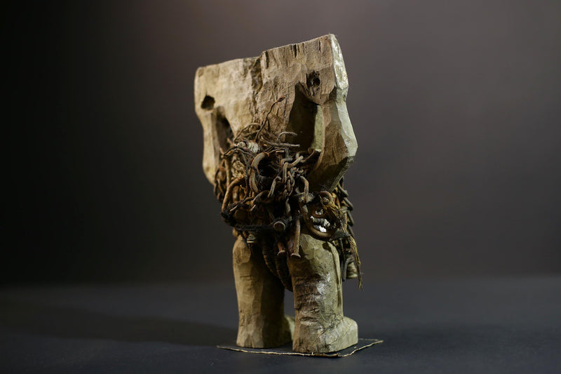 Kongo Nkisi Nkondi Figure | Ritual Power Sculpture with Chains & Shells | Hand Carved African Fetish Statue | Central Spiritual Art-G5291