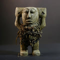 Kongo Nkisi Nkondi Figure | Ritual Power Sculpture with Chains & Shells | Hand Carved African Fetish Statue | Central Spiritual Art-G5291