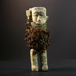Kongo Nkisi Nkondi Figure | African Spirit Power Idol with Nails & Vines | Carved Ritual Sculpture | Central African Tribal Fetish Art-G5289