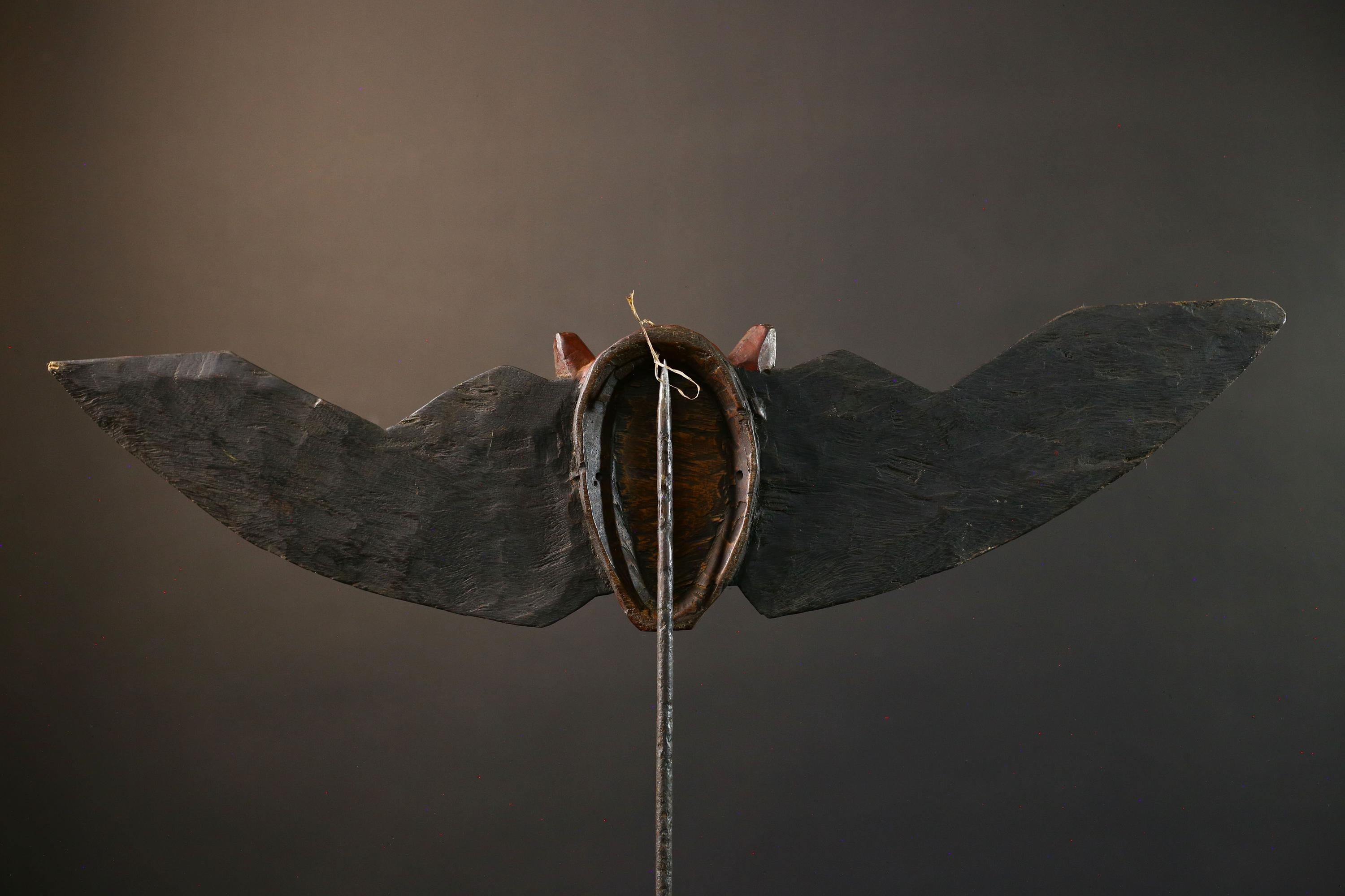 African Bwa butterfly mask wall art tribal spirit decor painted wood Burkina Faso mask wings symbolic traditional handmade cultural-G5366